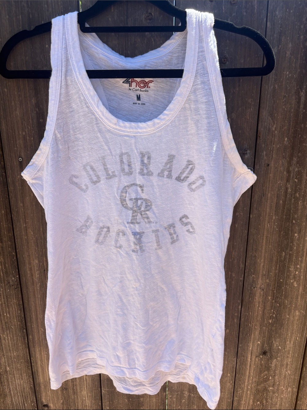 4her by Cori Banks Colorado Rockies White Tank Top - M